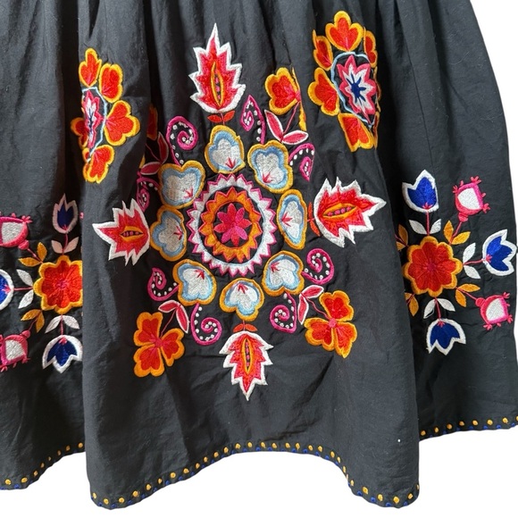 French Connection Black Twirl A-line Skirt Pleated Embroidered Vibrant Women’s 2 - Picture 3 of 8
